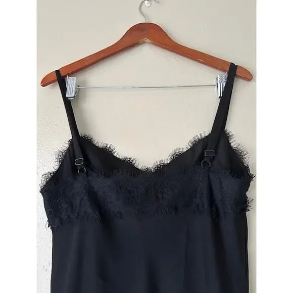 Rebecca Minkoff Black Lace Trim Midi Slip Dress Size Medium - Picture 11 of 14